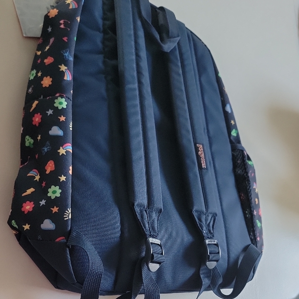 JanSport Cross Town Plus Backpack with Floral Pattern - Navy - Picture 11 of 12